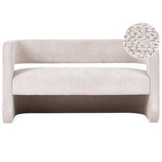 Beliani Sof&aacute; Moderno De 2 Plazas Con Tapizado De Chenilla De Poli&eacute;ster Reposabrazos Y Asiento Ancho Sal&oacute;n Beige Vidsel