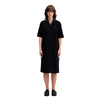 Fred Perry Midi Kleedjes - Dames - Casual kleedjes - Zwart - S - Kleedjes
