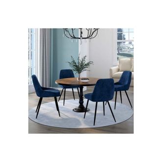 IDMarket Idmarket - Lote De 4 Sillas Thalya De Terciopelo Azul Con Reposabrazos