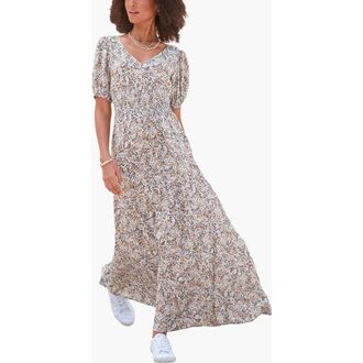 Lascana Womens Floral Print Maxi Dress in Grey Multi at Nordstrom, Size 12