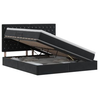 vidaXL Cama Con Almacenamiento Y Colch&oacute;n Negro 160 X 200 Cm Terciopelo Vidaxl