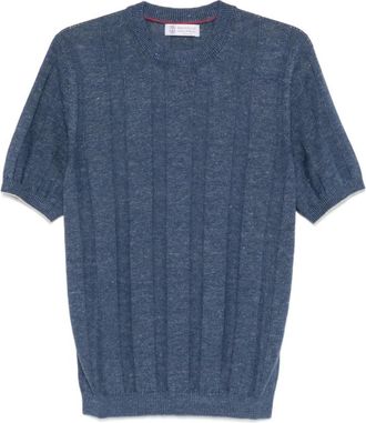 Brunello Cucinelli Heren, Truien, Blauw, Maat: 3XL Linnen