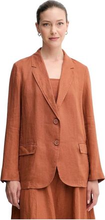 Benetton Linnen Blazer - Dames - Blazers - Bruin - M - Linnen - Jassen