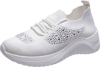 Generic Womens Orthopedic Running Trainers Ladies Wide Fit Gym Sneakers Womens Mesh Shoes Flying Breathable Woven Sports Shoes Sneakers Orthopaedic for UK (Wh