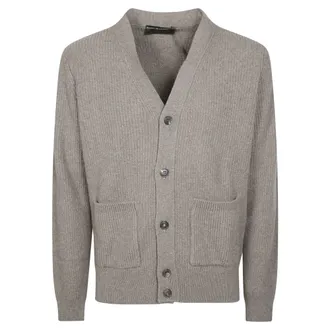 FILIPPO DE LAURENTIIS Cardigan Coste Inglese - Heren - Truien - Beige - Maat: M Zijde