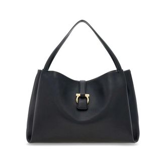 Ferragamo Gancini Buckle Shoulder Bag - female - Ferragamo - Shoulder Bags - Black - ONE SIZE - Bags