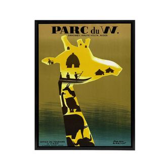 Artery8 Paul Colin Dahomey Nature Reserve Advert Framed Canvas Wall Art Print in Yellow | Size: W24 x H32