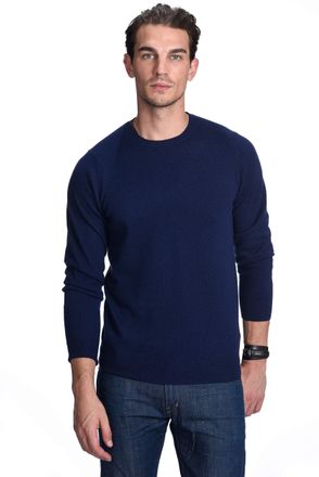 State Cashmere Mens 100% Pure Cashmere Jumper Long Sleeve Pullover Crew Neck Sweater Navy