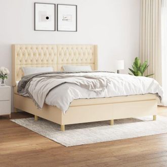 vidaXL Vidaxl - Cama Box Spring Con Colch&oacute;n Tela Color Crema 180x200 Cm