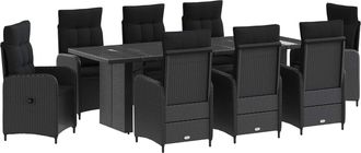 vidaXL Juego De Comedor Para Exteriores 9 Uds. Negro Rat&aacute;n Sint&eacute;tico Vidaxl