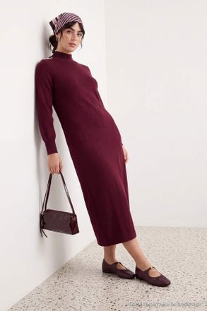 Trendyol Modest Dames Bordeaux Effen Maxi Lang Casual Recht Modest Jurken