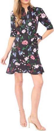 CeCe by Cynthia Steffe Floral Print Wrap Dress in Rich Black at Nordstrom Rack, Size X-Large