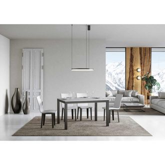 Itamoby Tavolo Everyday Evolution Piano Bianco Frassino 90x120 Allungato 380 Telaio Antracite
