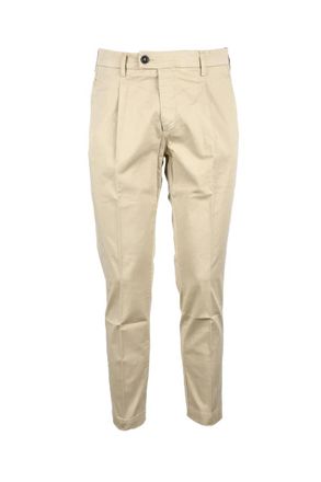 Bro-Ship Beige Cotton Stretch Trousers With Flexible Fit