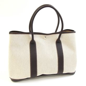 Herm&egrave;s Brown Marron Yellow Toile H Leather Handbag Tote Bag (Pre-Owned)