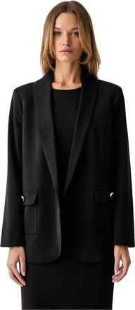 Fracomina Open-front Blazer - Dames - Blazers - Zwart - M - Polyester - Jassen