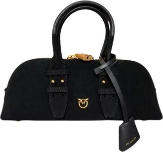 Pinko Pinko, Tassen, Dames, Zwart, ONE Size, Leer, Bowling Handtas