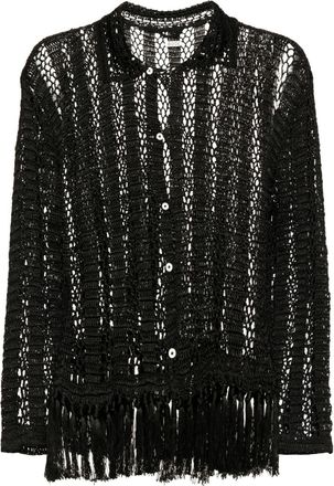 Bode open-knit fringed shirt - men - Viscose - M - Black
