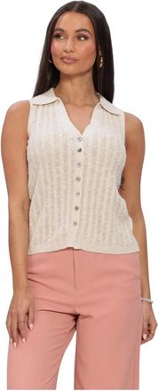 Mos Mosh MOS Mosh, Truien & Vesten, Dames, Beige, L, Linnen, Mmrinja Marisol Line Knit Top