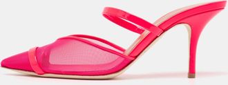 Malone Souliers Neon Pink Mesh And Patent Leather Clio Mules