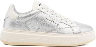 Woolrich Arrow metallic leren sneakers met plateauzool - Grijs
