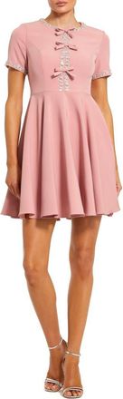 Mac Duggal Crepe A Line Mini Dress With Rhinestone Beading in Dusty Rose at Nordstrom, Size 10