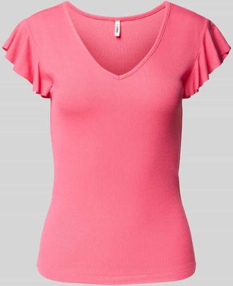 Only Slim Fit T-Shirt in Rippoptik Modell BELIA in Pink, Größe XS
