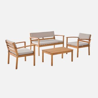 Sweeek Conjunto De Jard&iacute;n De Madera De Acacia, 4 Plazas