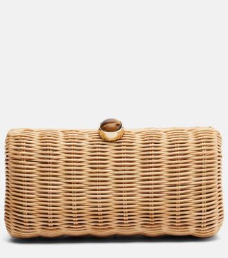 Judith Leiber Poppy embellished wicker clutch