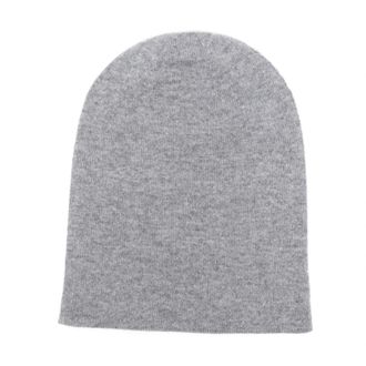 Saint Laurent Cashmere Gebreide Logo Muts - Dames - Hoeden - Grijs - ONE Size - Accessoires
