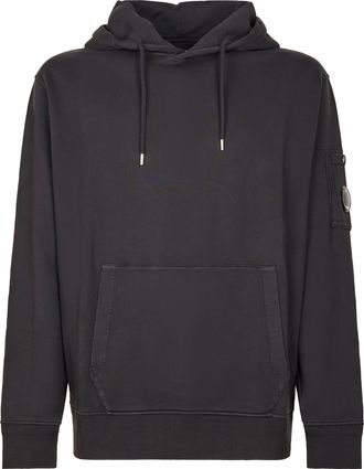 C.P. Company Hooded Black Sweatshirt with Distinctive Lens Detail