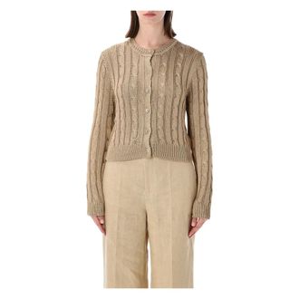Ralph Lauren Cardigans, female, Beige, Size: S Cable Cardigan