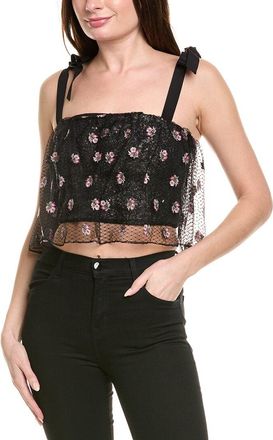 Saloni Saloni Sequin Silk-Trim Top