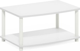 Furinno Turn-N-Tube No Tools 2-Tier Elevated TV Stands, White/White