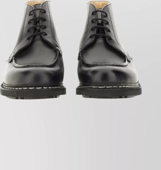 Paraboot round toe boots with rubber sole and stitching