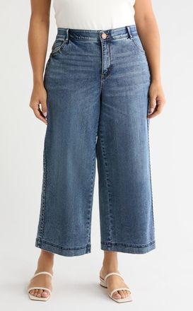 Wit & Wisdom Gracie Skyrise Double Side Seam Wide Leg Jeans in Blue Artisanal at Nordstrom, Size 16W
