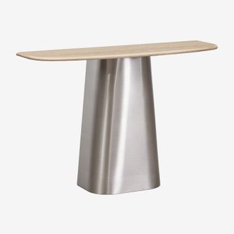 Sklum Consola Recibidor 120x40 Cm En Piedra Natural Y Acero Inoxidable Moreila Sklum