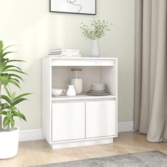 vidaXL Aparador De Madera Maciza De Pino Blanco 60x34x75 Cm Vidaxl