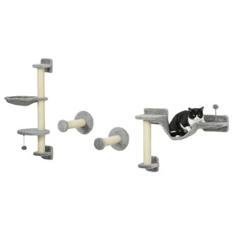 OEM Juego De Escalada Para Gatos De Pared 4 Piezas Con Hamaca Bola Plataformas 84,5x19x54 Cm Gris Y Beige