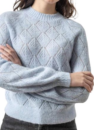 Lilla P Easy Pointelle Crewneck Sweater In Glacier
