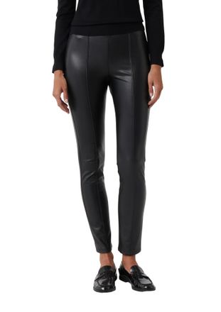 Comma Leggings COMMA, Damen, Gr. 38, N-Gr, schwarz, Web, Obermaterial: 95% Polyester, 5% Elasthan, unifarben, normal, Hosen Leggings, aus Lederimitat, Slim 
