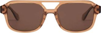 Mohala Eyewear Hanalei 55mm Low Nose Bridge Wide Width Polarized Top Bar Sunglasses in Spiced Tea /Tan Lenses at Nordstrom