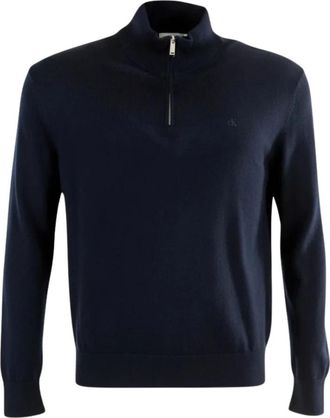 Calvin Klein Wool Crewneck Sweater - Heren - Coltruien - Blauw - 2XL - Wol - Truien & Vesten