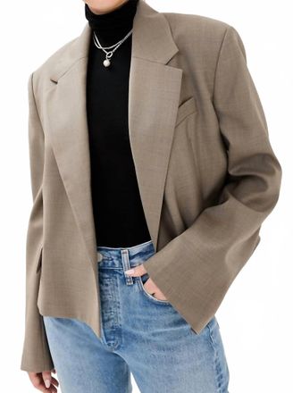 A Gold E Callie Cropped Blazer In Khaki Wool