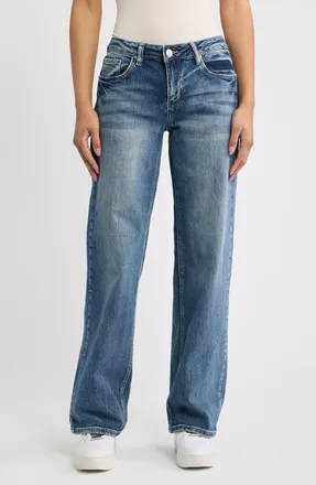 YMI Britney Low Rise Wide Leg Jeans in 24N - Med Dark Wash at Nordstrom, Size 11