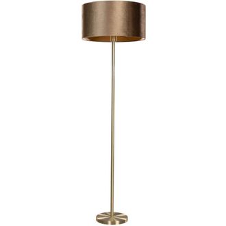 QAZQA Lampada da terra con paralume simplo shade - Classico - Acciaio,Velluto,Tessuto - Ottone/Bronzo/Oro - Tondo Max. 1 x Watt - Qazqa