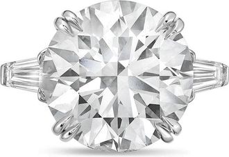 Diana M. Jewels Platinum 5ct lab grown round diamond ring with baguettes on the sides