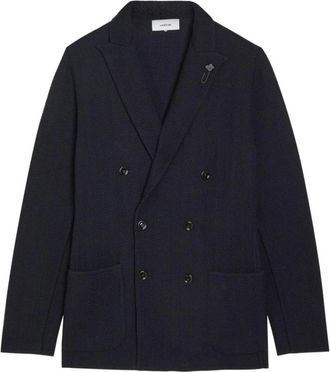 Lardini Gebreid double-breasted colbert - Heren - Blazers - Blauw - S - Katoen - Jassen