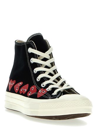 Comme Des Gar&ccedil;ons Heart Print Canvas Sneaker - Black