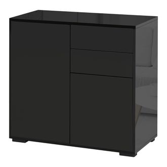 HOMCOM Side Cabinet with 2 Door Cabinet and 2 Drawer for Home Office Black | TJ Hughes